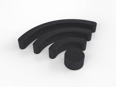 Beyaz arka planda plastik kablosuz ağ sembolü. 3d illüstrasyon.