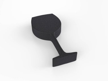 Beyaz arka planda plastik şarap kadehi sembolü. 3d illüstrasyon.