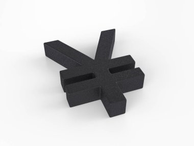 Beyaz arka planda plastik yen sembolü. 3d illüstrasyon.