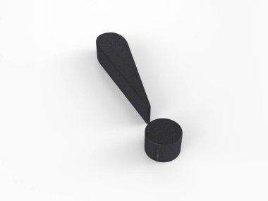 Beyaz arka planda plastik ünlem işareti var. 3d illüstrasyon.