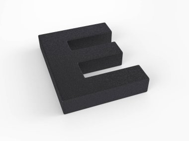 Beyaz arka planda plastik E harfi. 3d illüstrasyon.