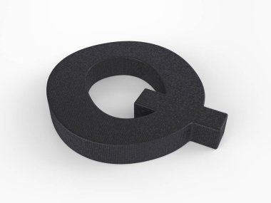 Beyaz arka planda plastik Q harfi. 3d illüstrasyon.