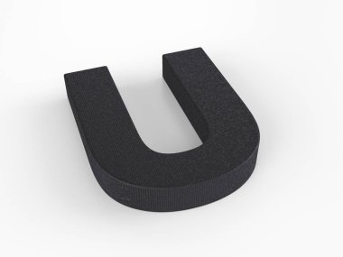 Beyaz arka planda plastik bir U harfi. 3d illüstrasyon.