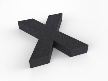 Beyaz arka planda plastik X harfi. 3d illüstrasyon.