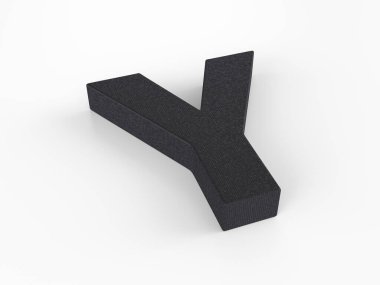 Beyaz arka planda plastik Y harfi. 3d illüstrasyon.