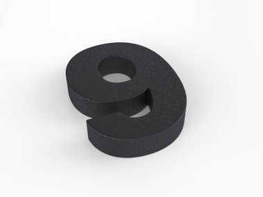 Beyaz arka planda dokuz numaralı plastik. 3d illüstrasyon.