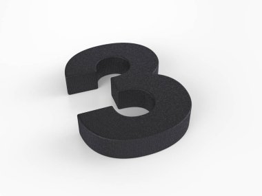 Beyaz arka planda üç numaralı plastik. 3d illüstrasyon.