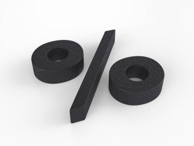 Beyaz arka planda plastik yüzde sembolü. 3d illüstrasyon.