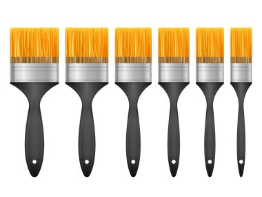 Beyaz arka planda boya fırçaları. Vektör illüstrasyonu.