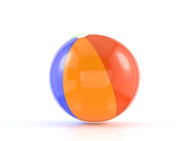 Beyaz arka planda plaj topu. 3d illüstrasyon.