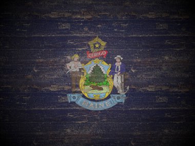 Eski ahşap Maine eyaleti bayrak geçmişi. 3d illüstrasyon.