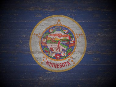 Minnesota eyaletinin eski ahşap bayrak geçmişi. 3d illüstrasyon.