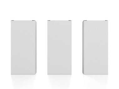 Beyaz arka planda paketleme kutuları. 3d illüstrasyon.