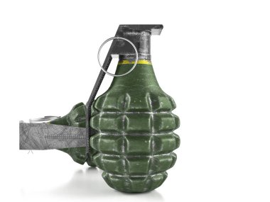 Beyaz arka planda el bombaları. 3d illüstrasyon.