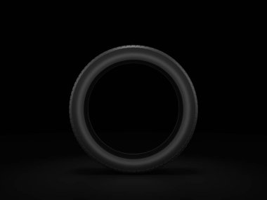 Siyah arka planda araba lastiği. 3d illüstrasyon.