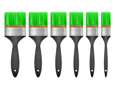 Beyaz arka planda boya fırçaları. Vektör illüstrasyonu.