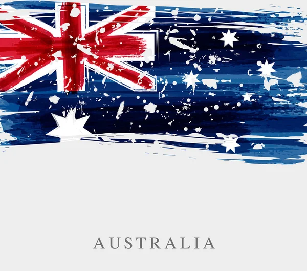 Den Šťastný Austrálie Dovolená Pozadí Grunge Akvarel Malovaný Vlajka Austrálie — Stockový vektor