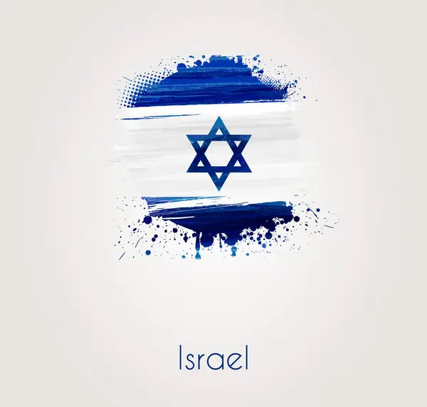 Αφηρημένη Ακουαρέλα Χρώμα Πιτσιλιές Σημαία Του Ισραήλ Grunge Στρογγυλό Σχήμα — Διανυσματικό Αρχείο