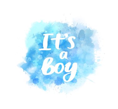 Bir oğlan. Suluboya resimli resimli el yazısı modern el yazısı harfleri. Tişört, baskılar, afişler, rozetler, posterler, kartpostallar vs. için tipografi şablonu.