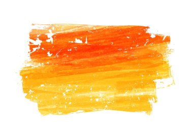 Suluboya grunge boyalı yatay fırçalı pankart turuncu ve sarı renklerle.