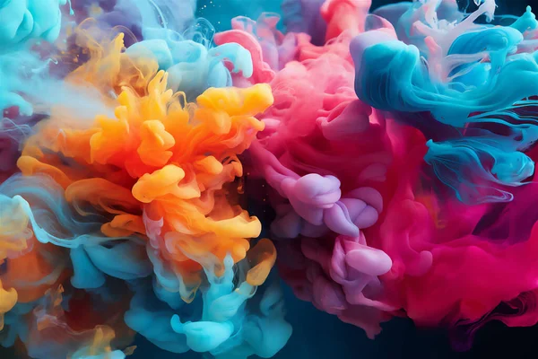 Bewegung Farbtropfen Wasser Tinte Wirbelt Herein Bunte Tuscheabstraktion Fantasievolle Traumwolke — Stockfoto