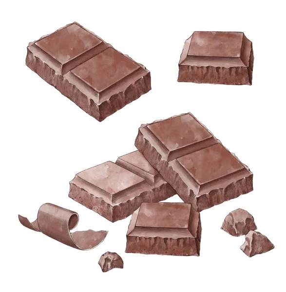Illustrazioni Disegnate Mano Barretta Cioccolato — Foto Stock