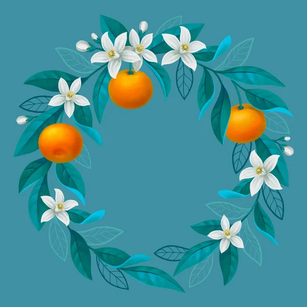 Narancsfa Ágának Kézzel Festett Illusztrációja Plakátokhoz Meghívókhoz Üdvözlőlapokhoz Csomagolástervezéshez Írószerekhez — Stock Fotó