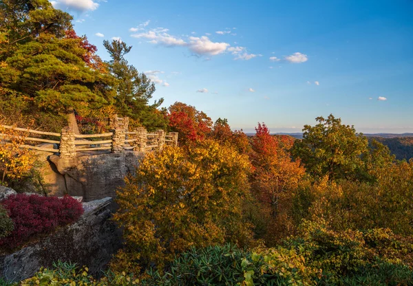 Stenklädda Coopers Rock Utsikt Färgglada Träd Nära Morgantown West Virginia — Stockfoto