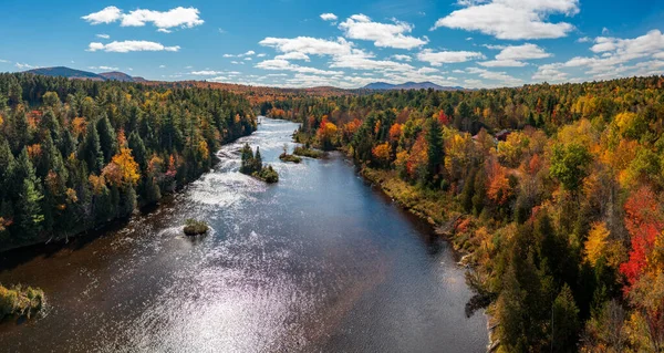 Barevné Podzimní Stromy Kolem Řeky Saranac Redfordu Adirondacks Státě New — Stock fotografie
