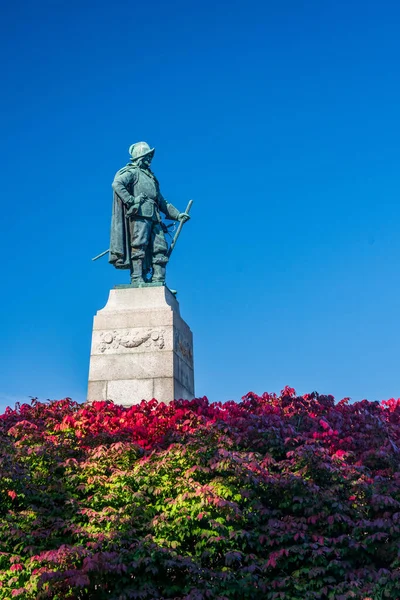 Statue Bronze Monument Samuel Champlain Plattsburgh Dans Partie Nord État — Photo
