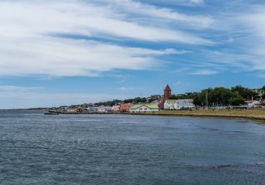 Panorama of the main town and harbor in Stanley Falkland Islands