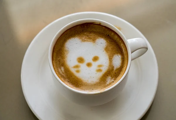 Shape Cat Kittens Face Drawn Milk Foam Froth Top Cup — Stock Photo, Image