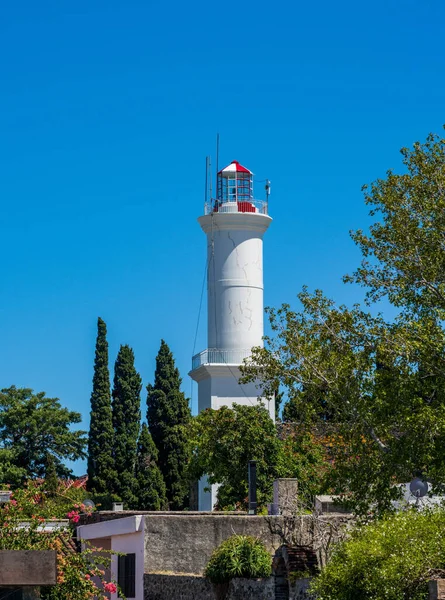 Leuchtturm Steht Über Gärten Der Unesco Colonia Del Sacramento Uruguay — Stockfoto