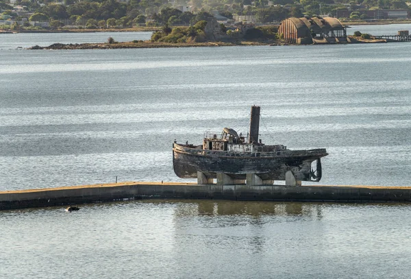 Buque Vapor Madera Abandonado Gradas Muelle Puerto Montevideo Uruguay — Foto de Stock