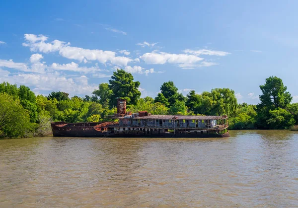 Elhagyott Rothadó Túra Vagy Sétahajó Parana Delta Partján Tigre Argentina — Stock Fotó
