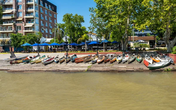 Row Canoes Kayaks Rent Promenade Tigre Argentina Parana Delta — Stock Photo, Image