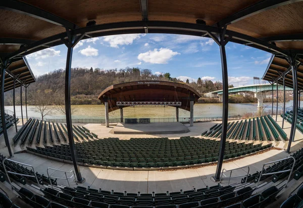 Fish Eye Wide Angle Lens View Ruby Amphitheater River Morgantown — Stock Photo, Image