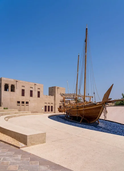 Rekonstruktion Dhow Distriktet Shindagha Och Museum Bur Dubai — Stockfoto
