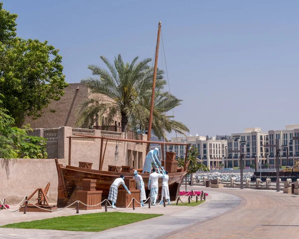Przebudowa Dhow Ładunku Dzielnicy Shindagha Muzeum Bur Dubai — Zdjęcie stockowe