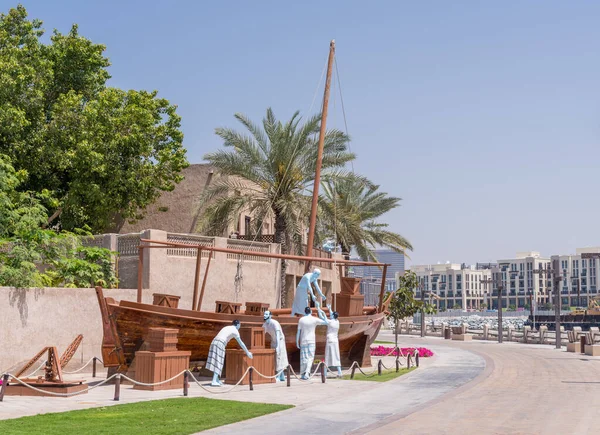 Dhow Lastin Jälleenrakennus Shindaghan Alueella Museossa Bur Dubaissa — kuvapankkivalokuva