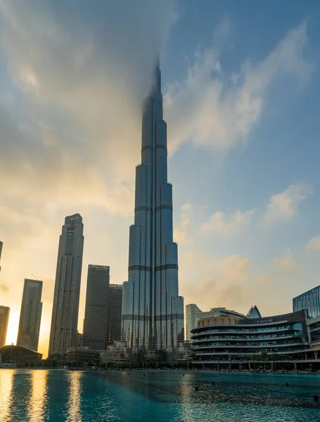 Dubaj Zjednoczone Emiraty Arabskie Kwietnia 2023 Zachód Słońca Nad Panoramą — Zdjęcie stockowe