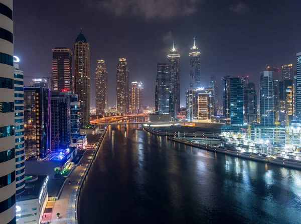 Dubaj Sae Dubna 2023 Noční Pohled Panorama Bytových Domů Business — Stock fotografie