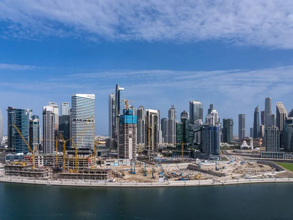 Dubai Uae April 2023 Construction New Tower Apartments Canal Business — Stock Photo, Image