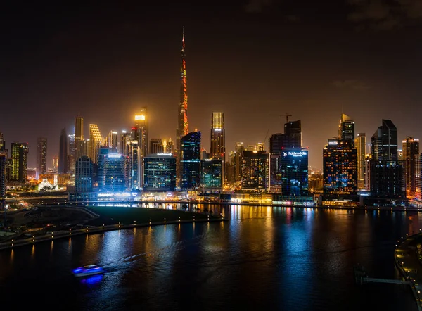 Dubaj Sae Dubna 2023 Noční Pohled Panorama Centra Města Bytu — Stock fotografie