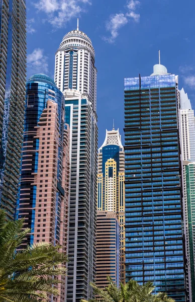Collection Designs Tall Apartment Blocks Hotels Water Dubai Marina — Stock Photo, Image