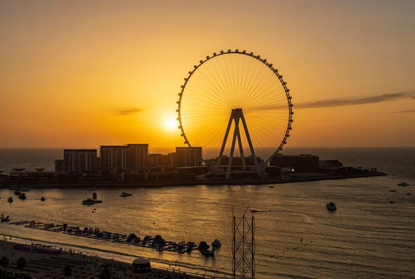 Ain Dubai Dubai Göz Gözlem Çarkı Nın Arkasındaki Günbatımı Jbr — Stok fotoğraf