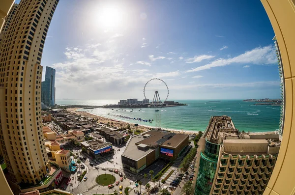 Dubai Оае Квітня 2023 Fisheye View Hotel Balcony Jbr Beach — стокове фото