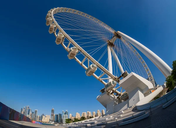 Omhoog Kijkend Met Visooglens Bij Ain Dubai Observation Wheel Bluewaters — Stockfoto