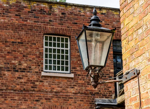 Exterior Moinho Fiação Tecelagem Algodão Restaurado Norte Inglaterra Com Luz — Fotografia de Stock