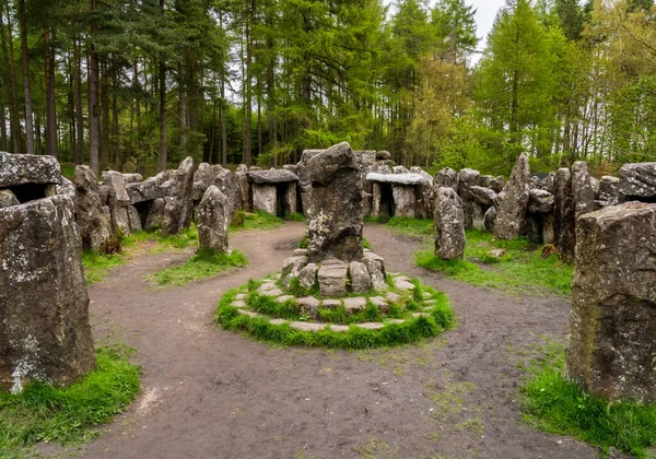 Loucura Vitoriana Druidas Plantação Com Pedras Criadas Floresta Nidderdale Yorkshire — Fotografia de Stock